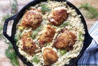 Mediterranean Chicken and Orzo with Fennel and Leeks