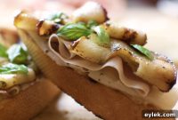 Golden Grilled Pear and Prosciutto Bruschetta