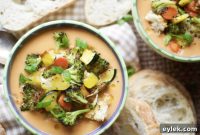 Golden Carrot Ginger Soup with Roasted Harvest Vegetables