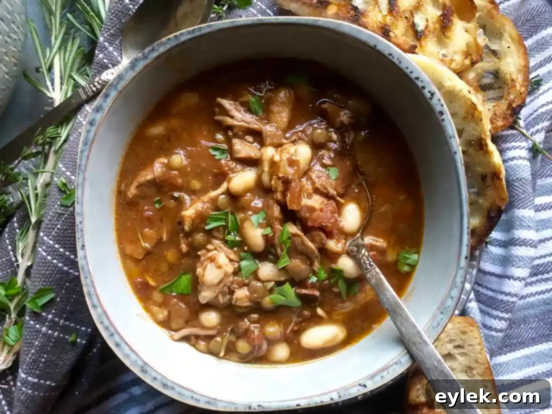 white bean cassoulet with pork & lentils