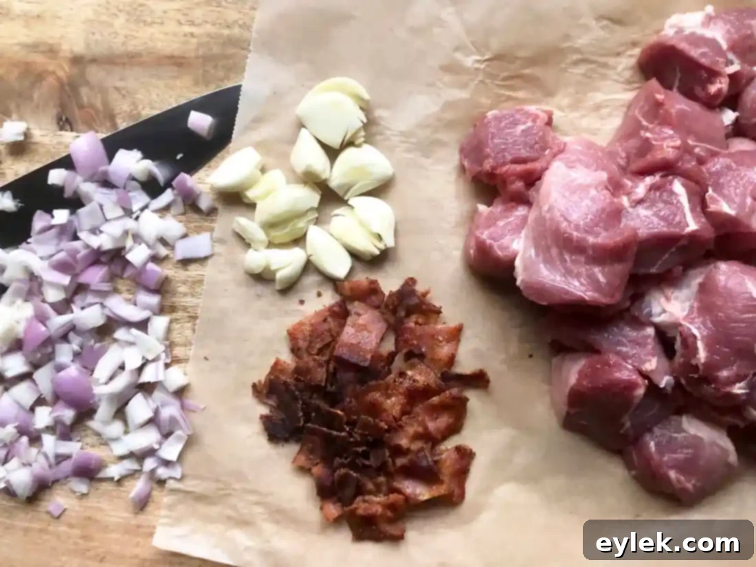 white bean cassoulet with pork & lentils