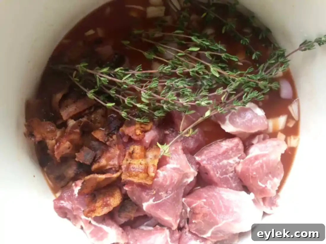 white bean cassoulet with pork & lentils