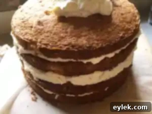 Applying crumb coat to cake