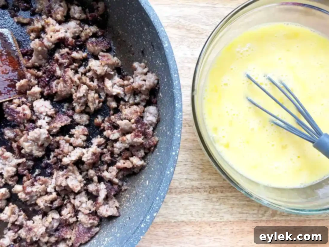 Steps for assembling a homemade breakfast crunchwrap