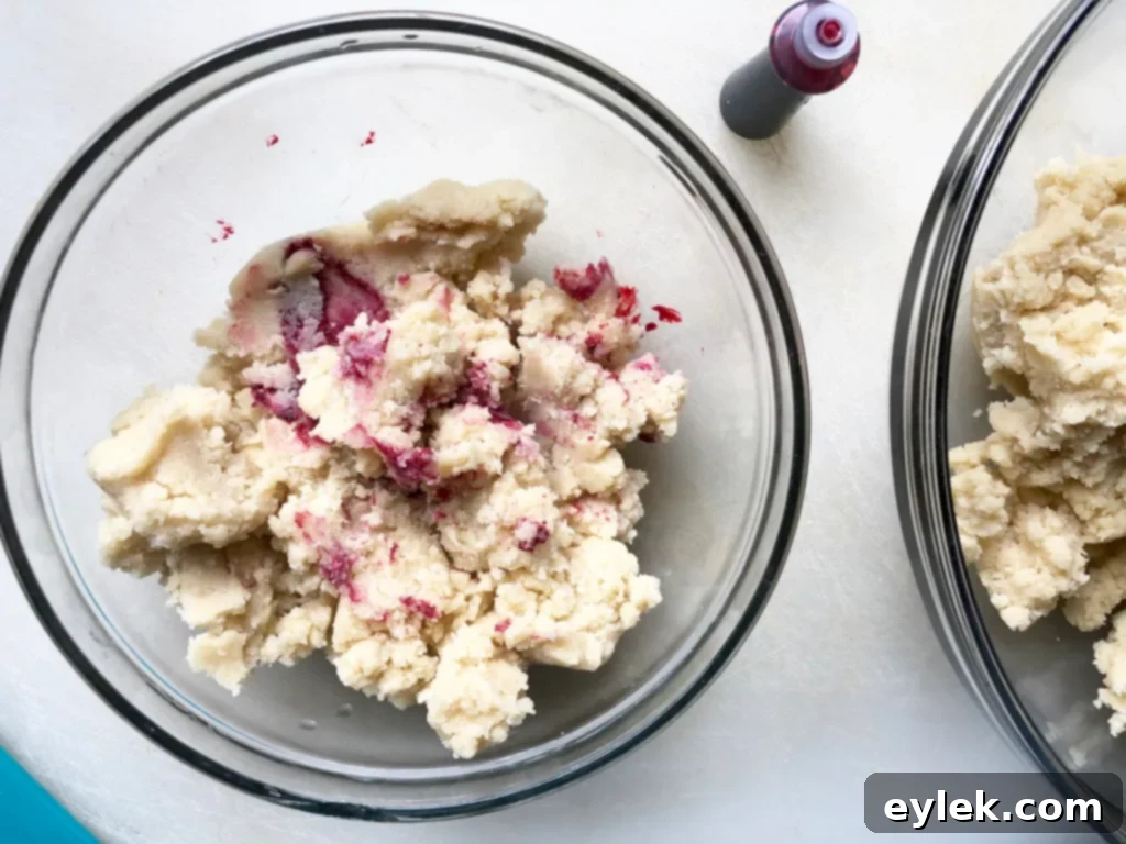 Dough with natural red food dye, creating a dusty rose color