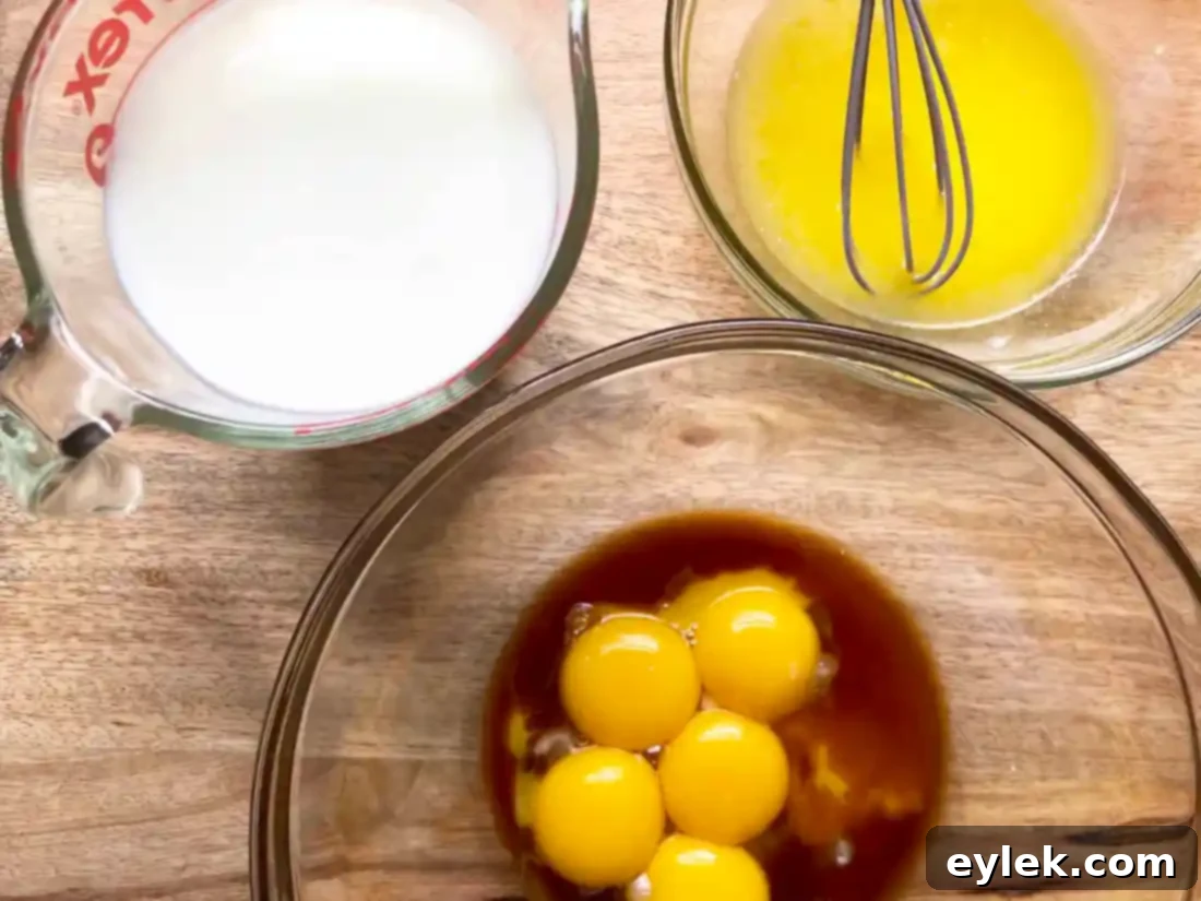 Gluten-Free (Or Not) Classic Belgian Waffles: Close-up of waffle batter with egg whites.