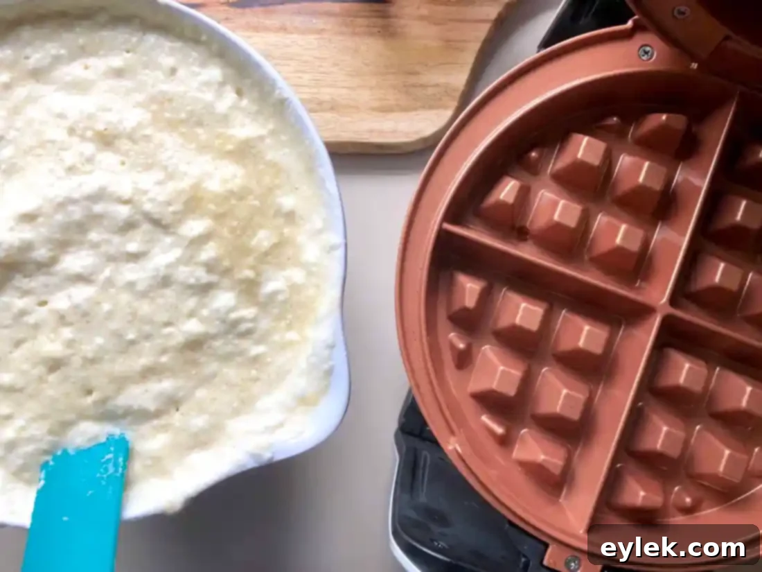 Gluten-Free (Or Not) Classic Belgian Waffles: Fresh waffle pulled from the iron.