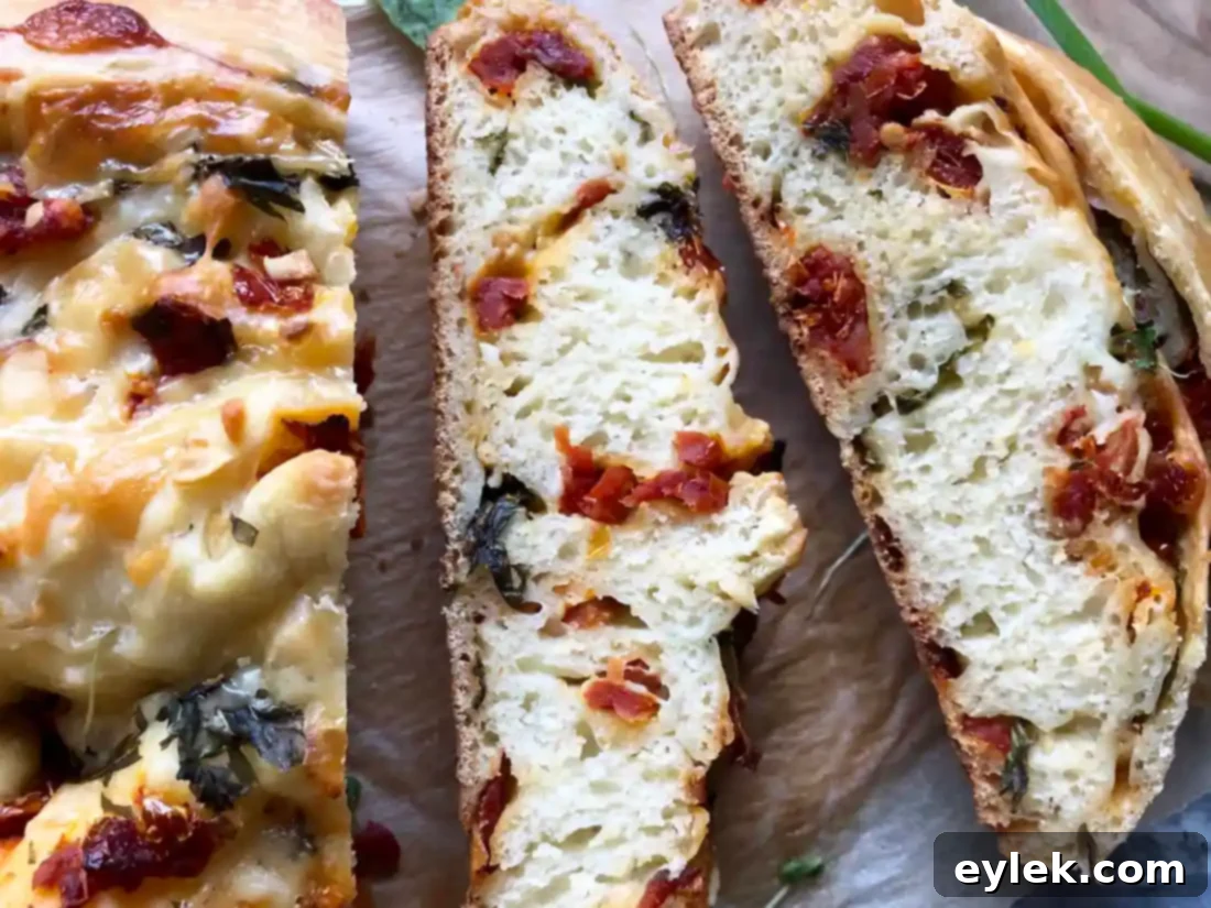 multiple slices of pane bianco with sun-dried tomatoes