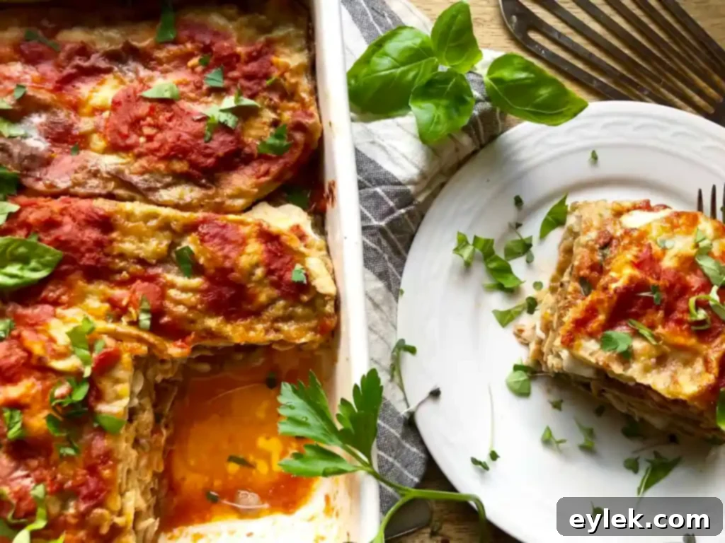Close-up of baked Authentic Eggplant Parmesan, showcasing layers