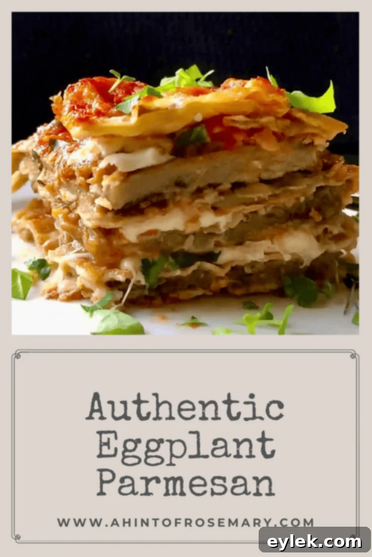 Delicious baked Authentic Eggplant Parmesan ready to be enjoyed