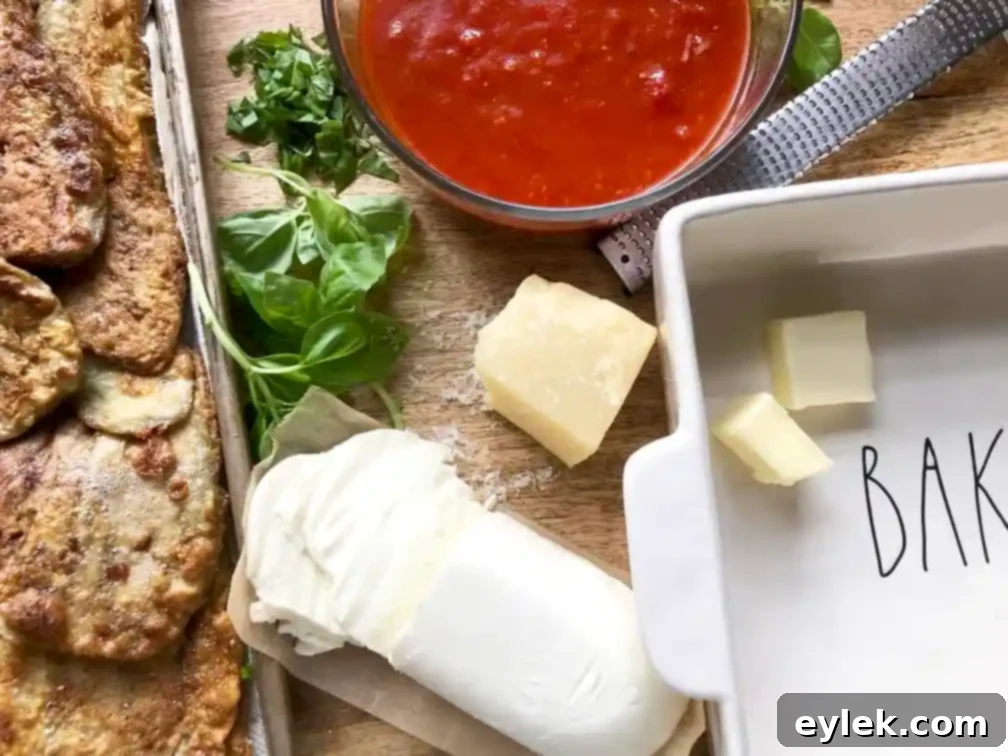 Baking dish ready for layering Eggplant Parmesan