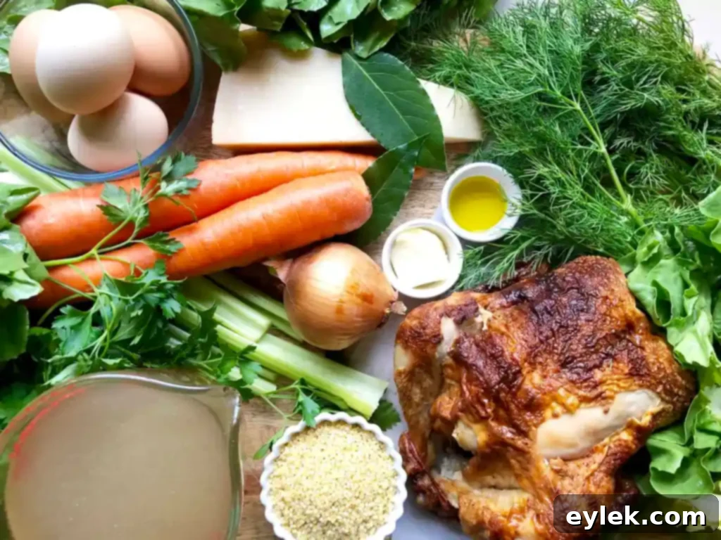 Hearty Chicken Escarole Soup with Egg & Pasta, a comforting Italian-inspired dish.
