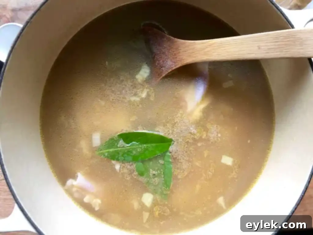 cooked chicken thighs in flavorful broth