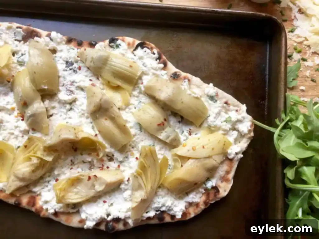 grilled flatbread with artichokes & ricotta