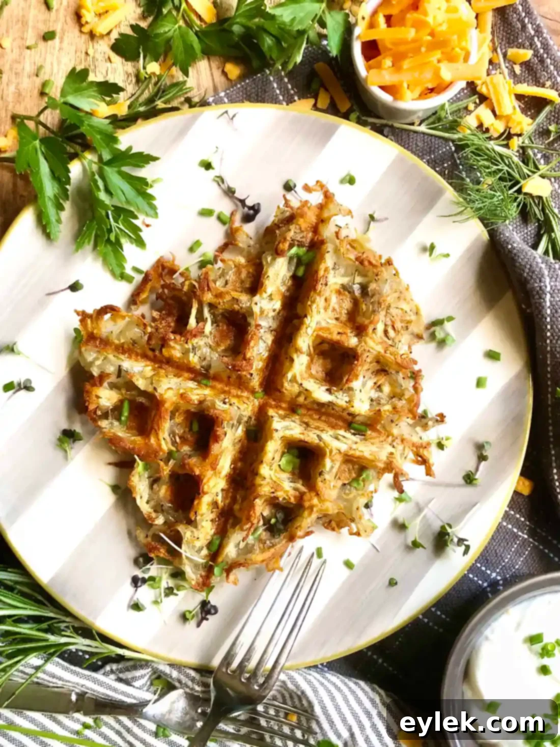 Waffled Hash Browns with Rosemary