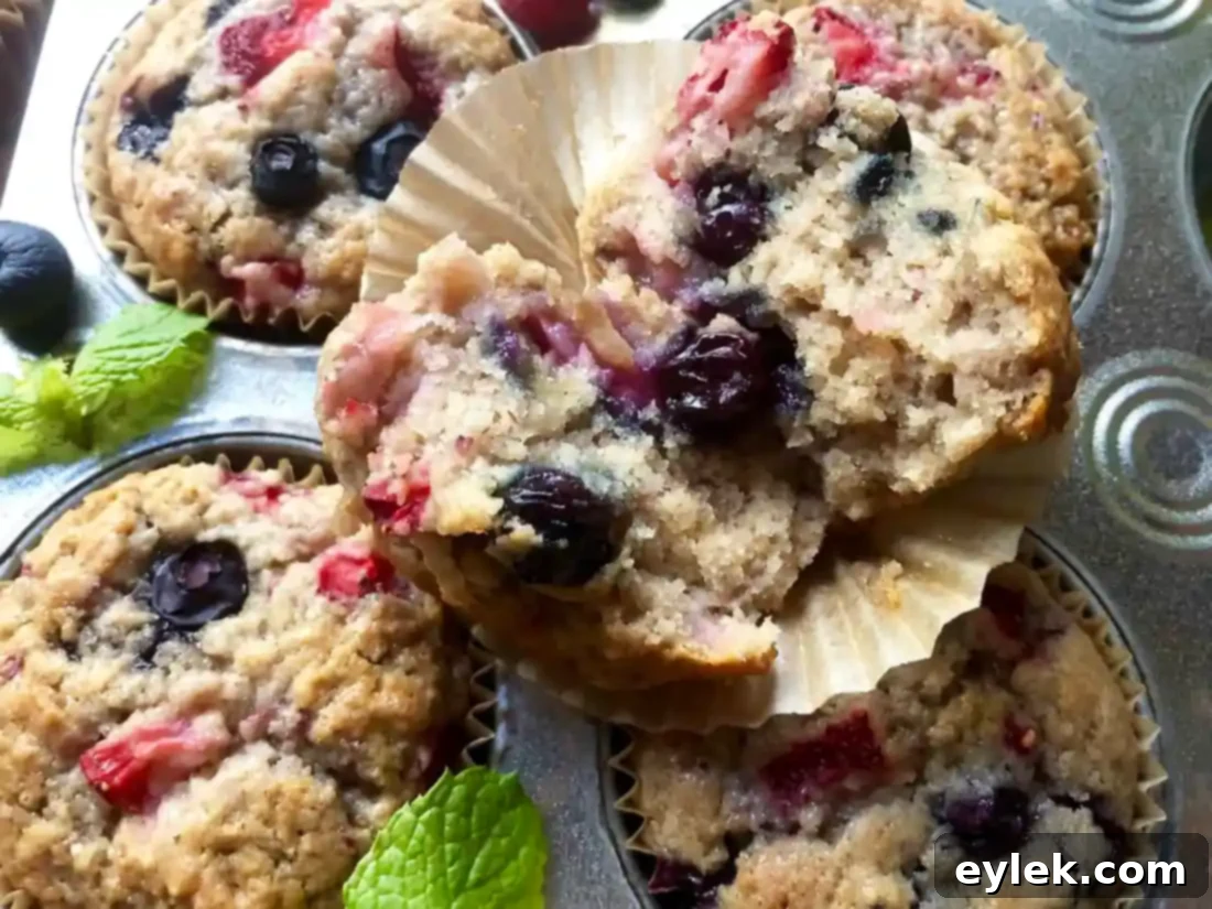 Triple Berry Muffins Gluten Free or Classic 17 An array of gluten-free triple berry muffins arranged for presentation
