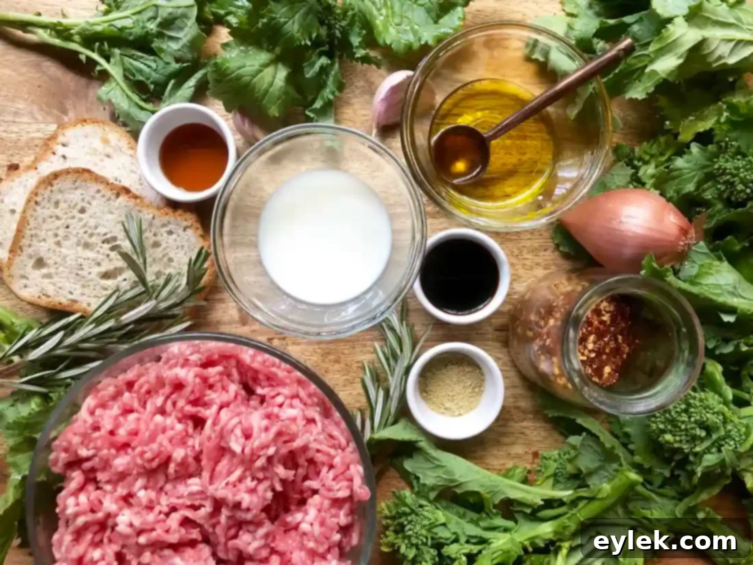 Raw ground pork mixed with bread and spices in a bowl