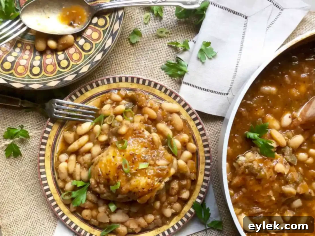 Chicken Thighs with Barbecue Beans in a bowl