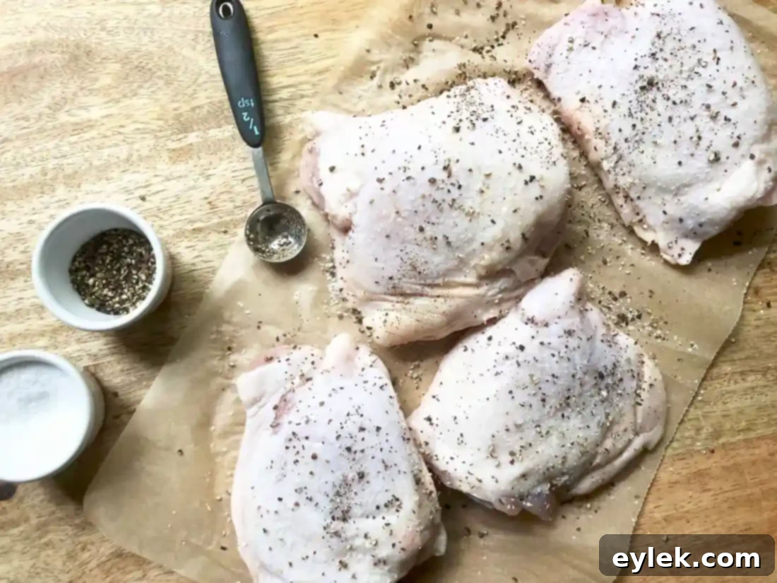 seared chicken thighs in a skillet