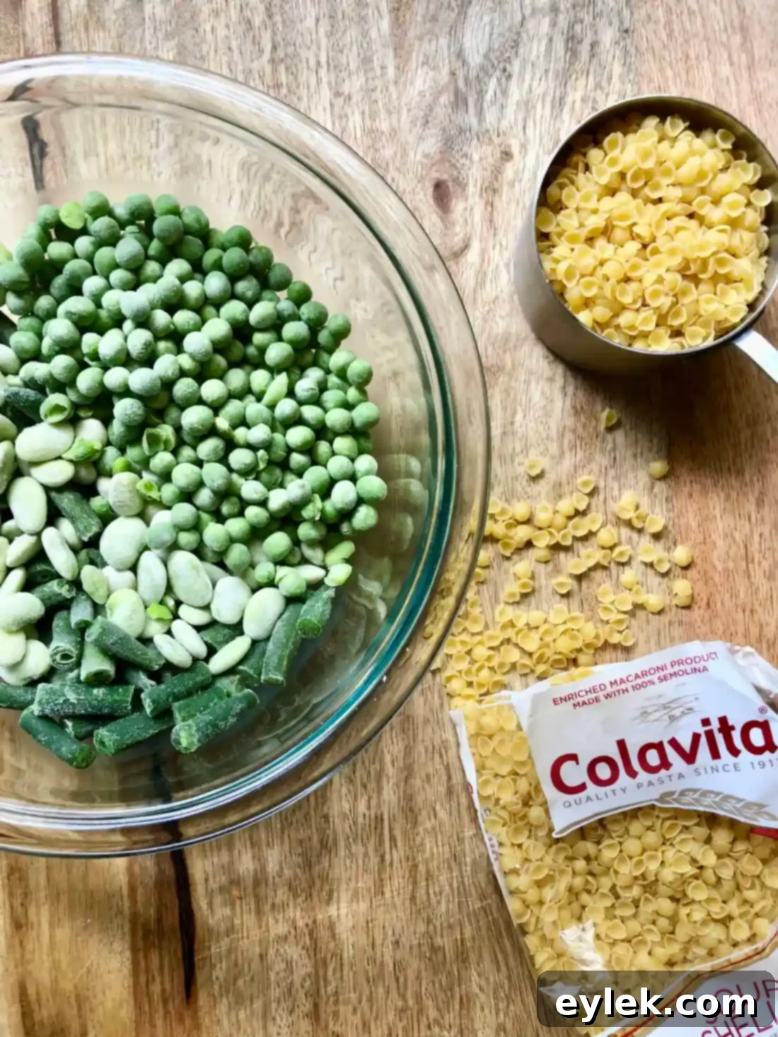 Frozen vegetables prepared for the beef barley soup