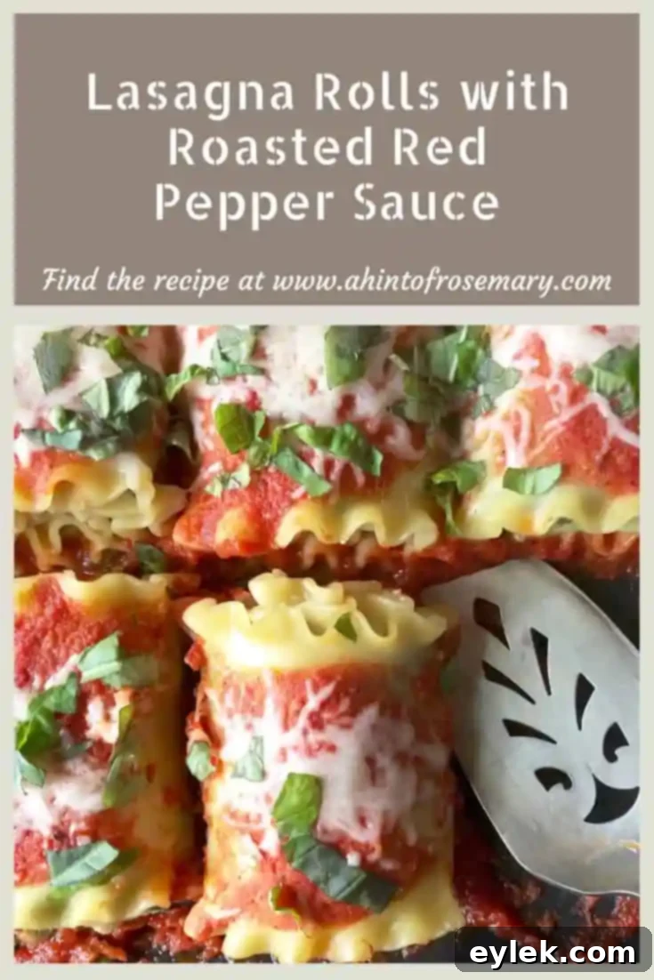 Lasagna Rolls with Roasted Red Pepper Sauce