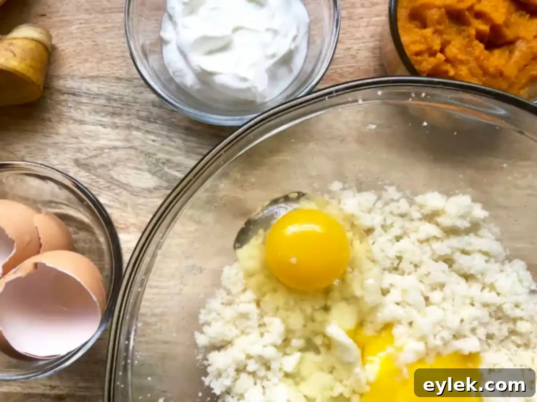 Creamy batter with eggs