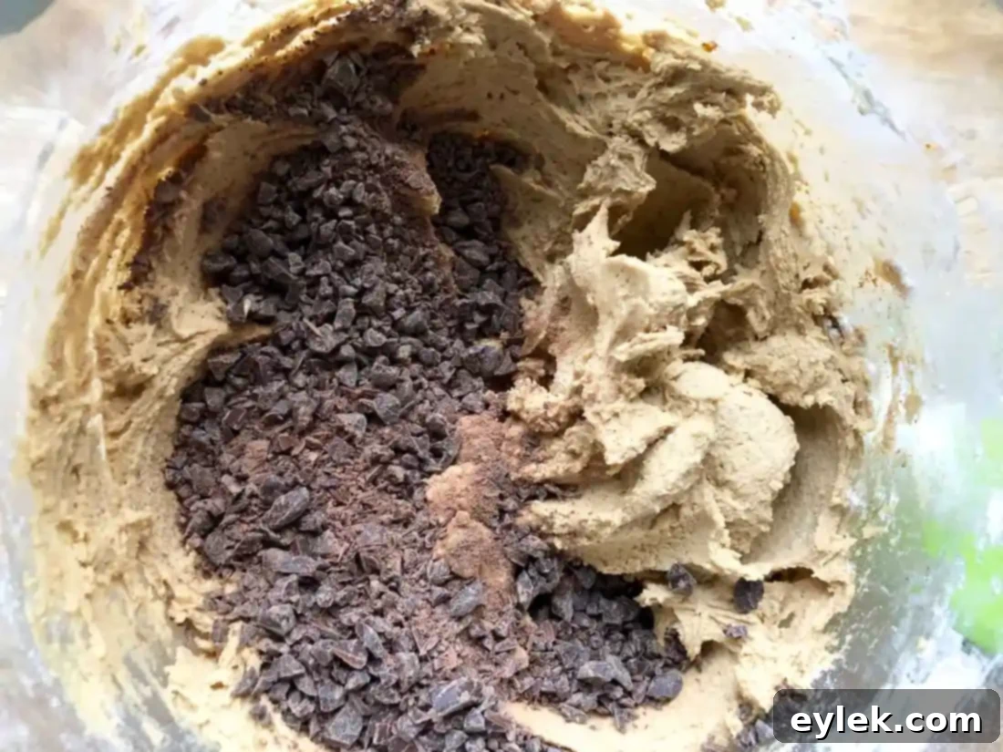 Shortbread dough being transferred to a bag