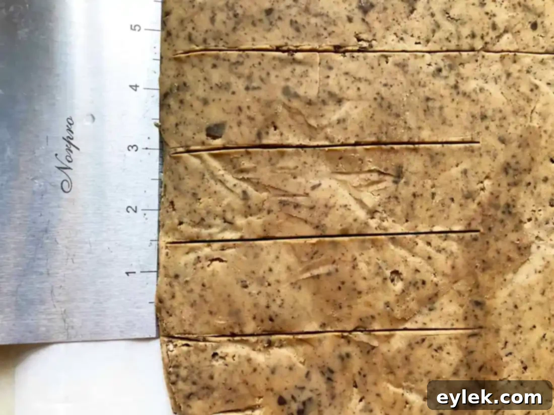 Espresso shortbread dough rolled out