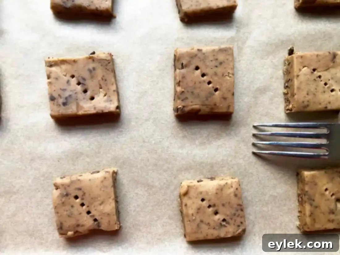 Cutting shortbread dough into squares