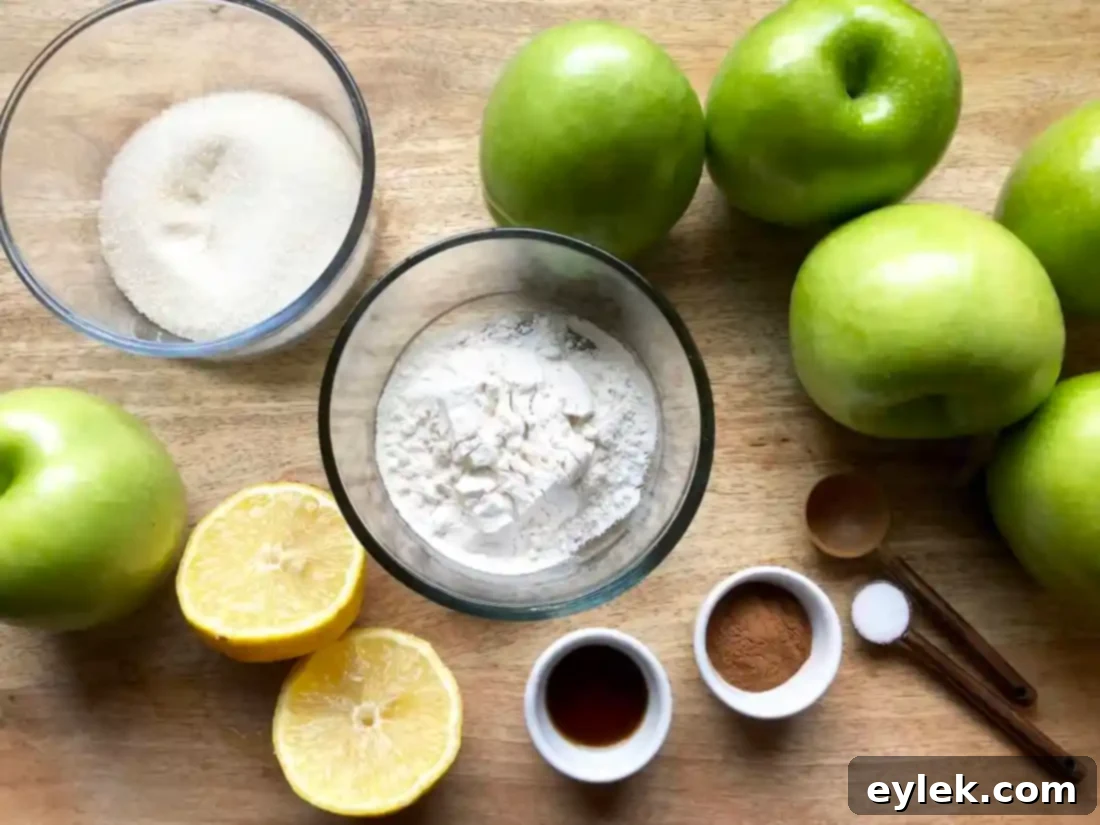 sliced granny smith apples for pie filling