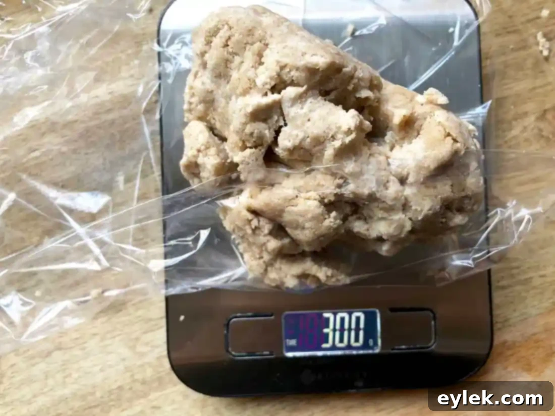 pie crust dough on a scale