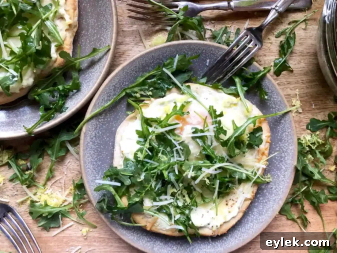 mini breakfast pizzas with arugula salad