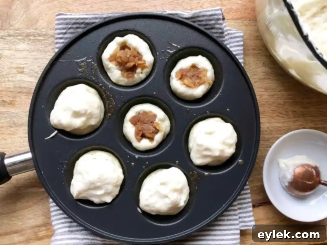 apple-filled ebelskiver (danish pancakes)