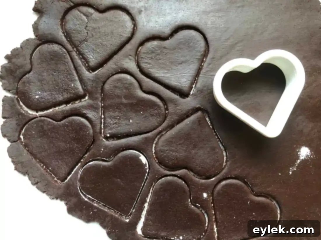 heart shaped dark chocolate wafer cookies
