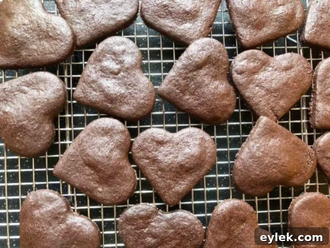 dark chocolate wafer cookies cooling on a rack