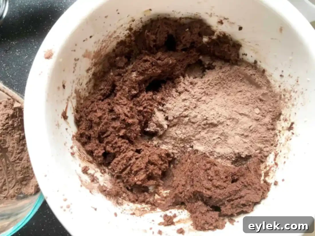 rolling out dark chocolate wafer cookie dough