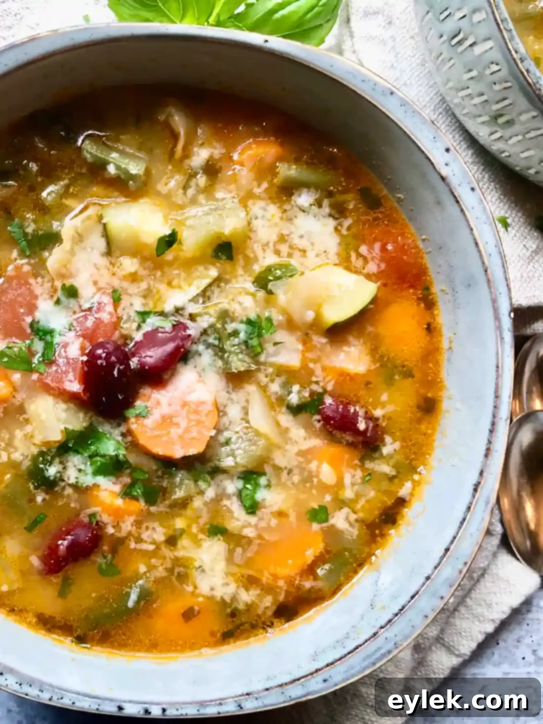 The Best Ever Soul-Satisfying Minestrone 11 A rustic and wholesome serving of The Ultimate Hearty Minestrone, emphasizing its comforting appeal.