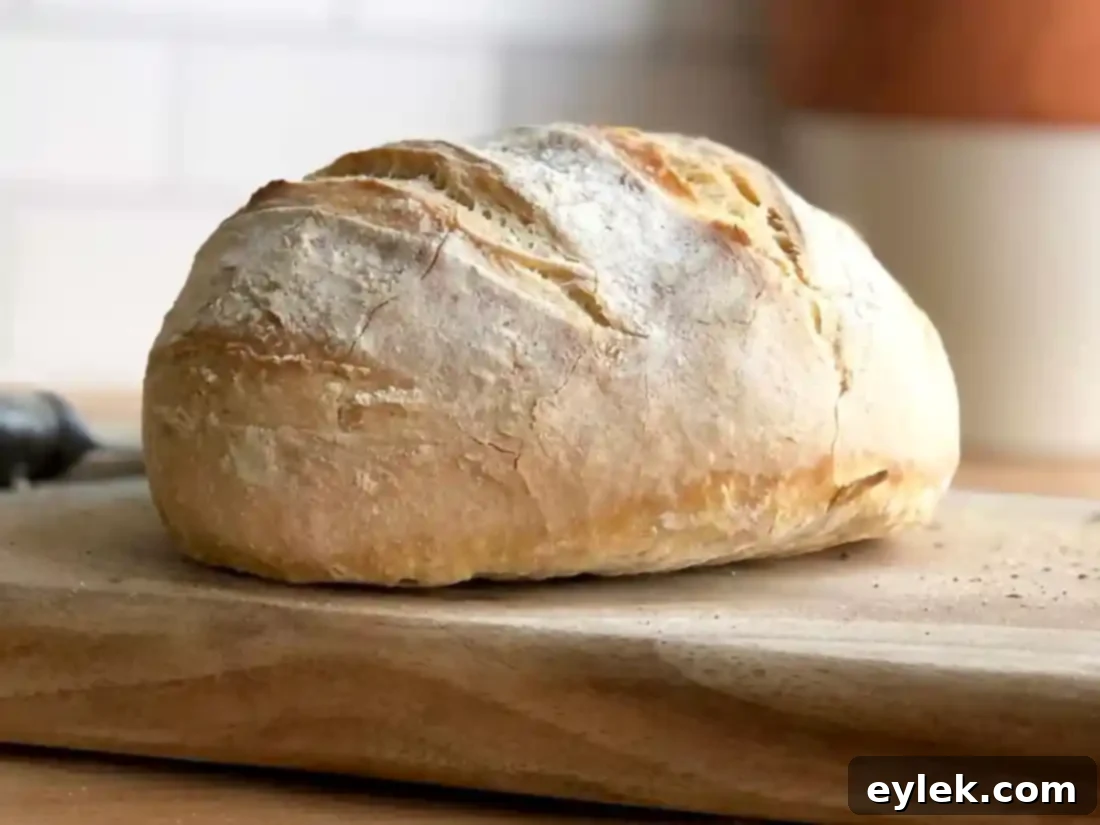 quick & easy no-knead artisan bread on cutting board