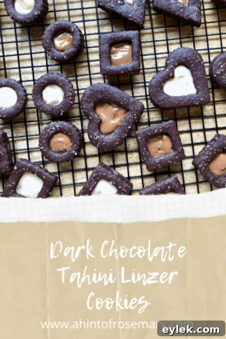 Dark Chocolate Tahini Linzer Cookies
