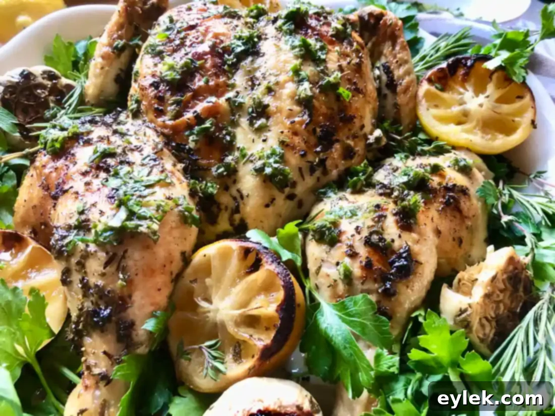 carved lemon herb spatchcock chicken