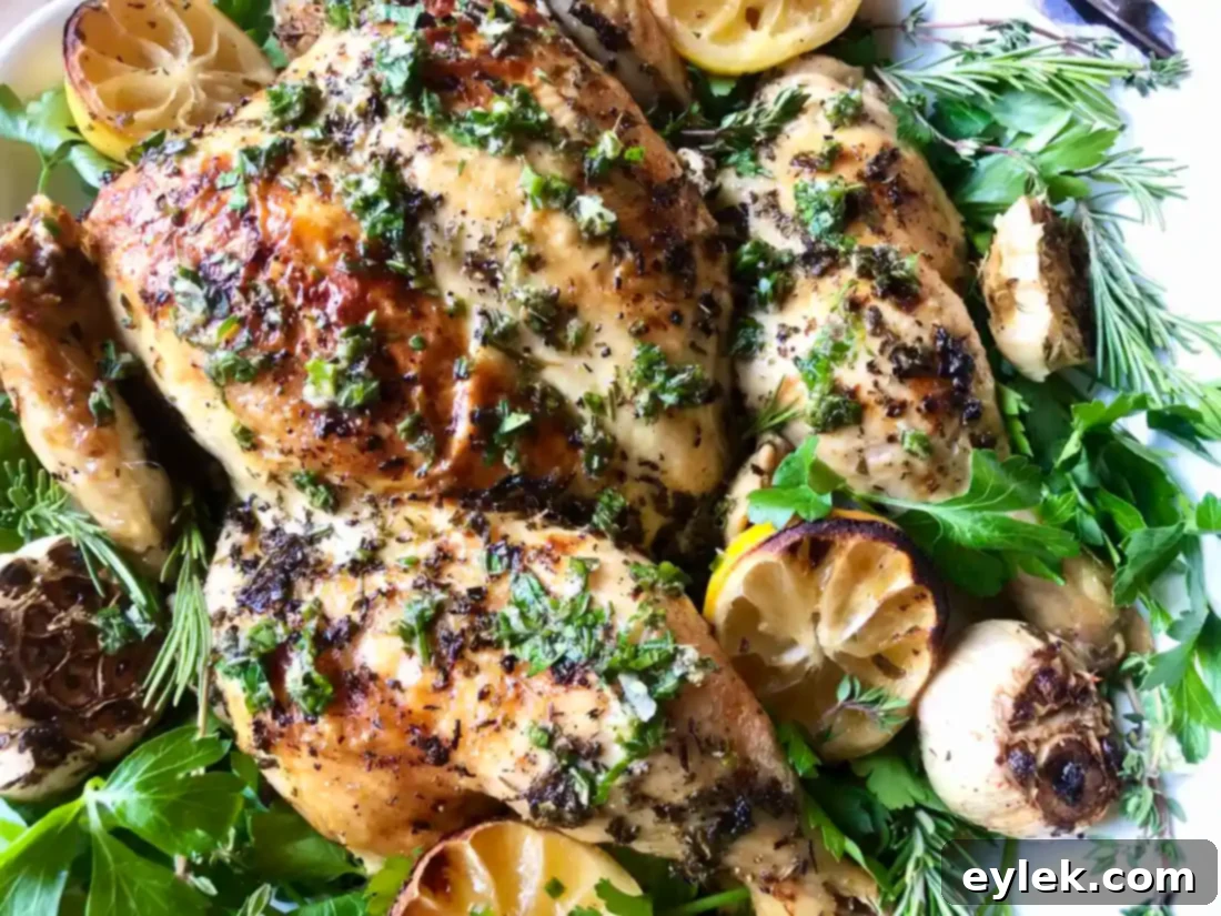 crispy skin lemon herb spatchcock chicken