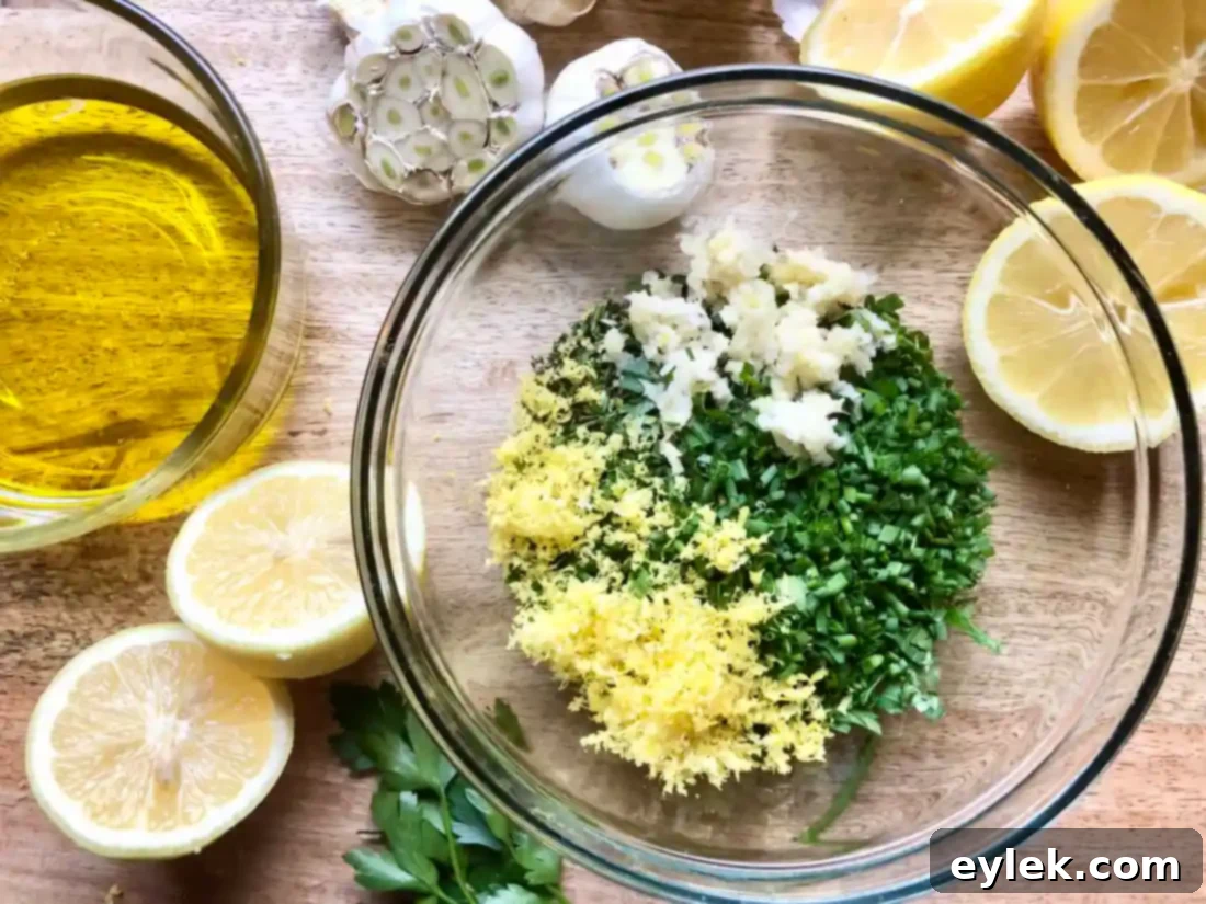 lemon zest and garlic