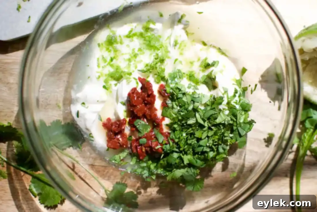 Mixing Chipotle Cream Ingredients