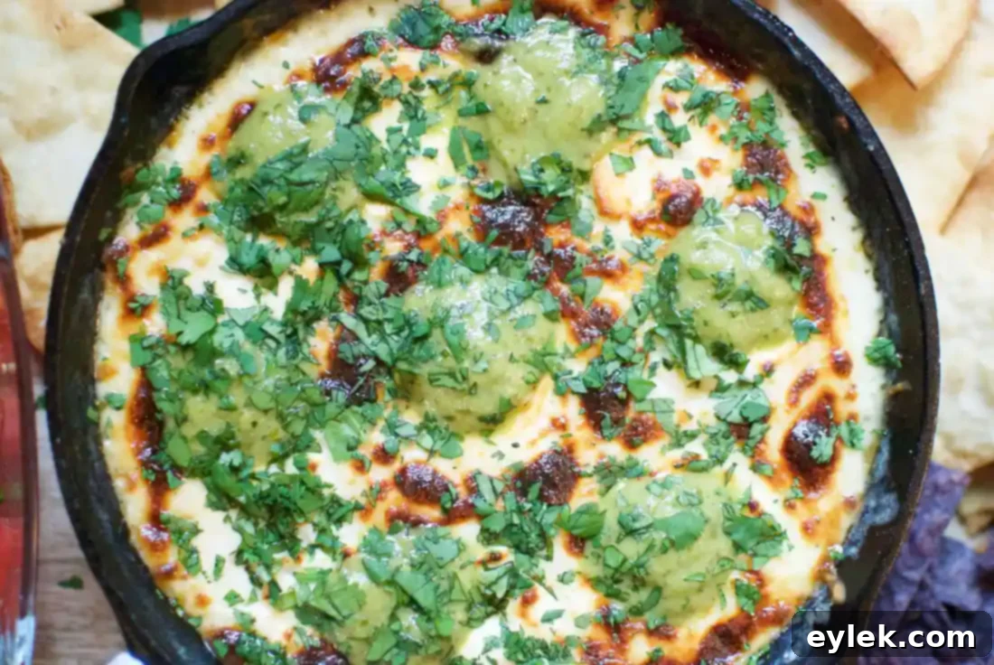 queso fundido with roasted poblano vinaigrette