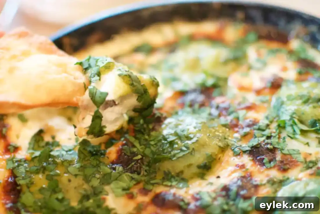 queso fundido with roasted poblano vinaigrette