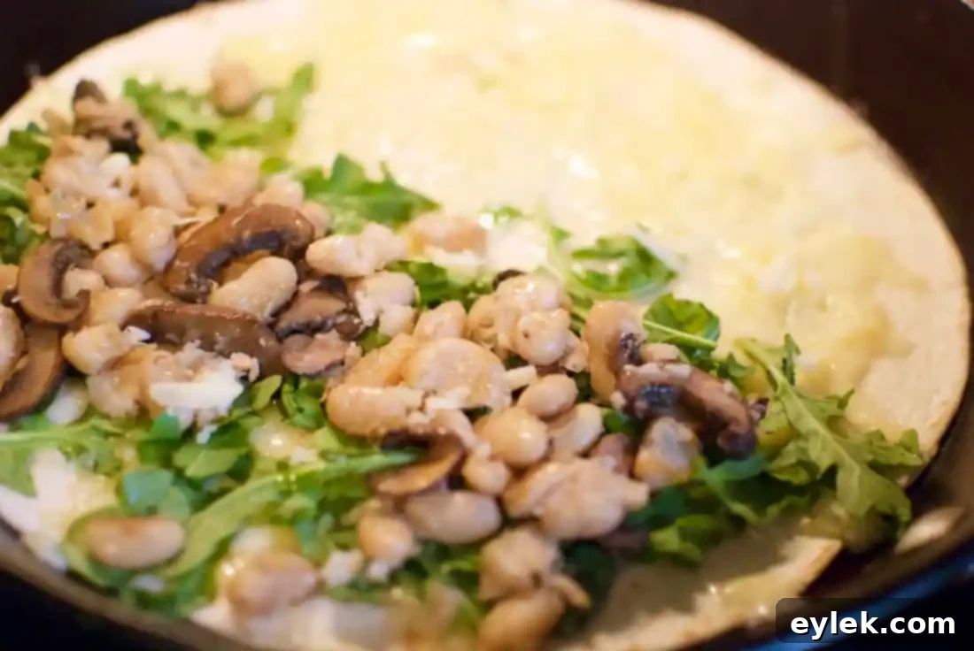 Assembling Mushroom Quesadillas