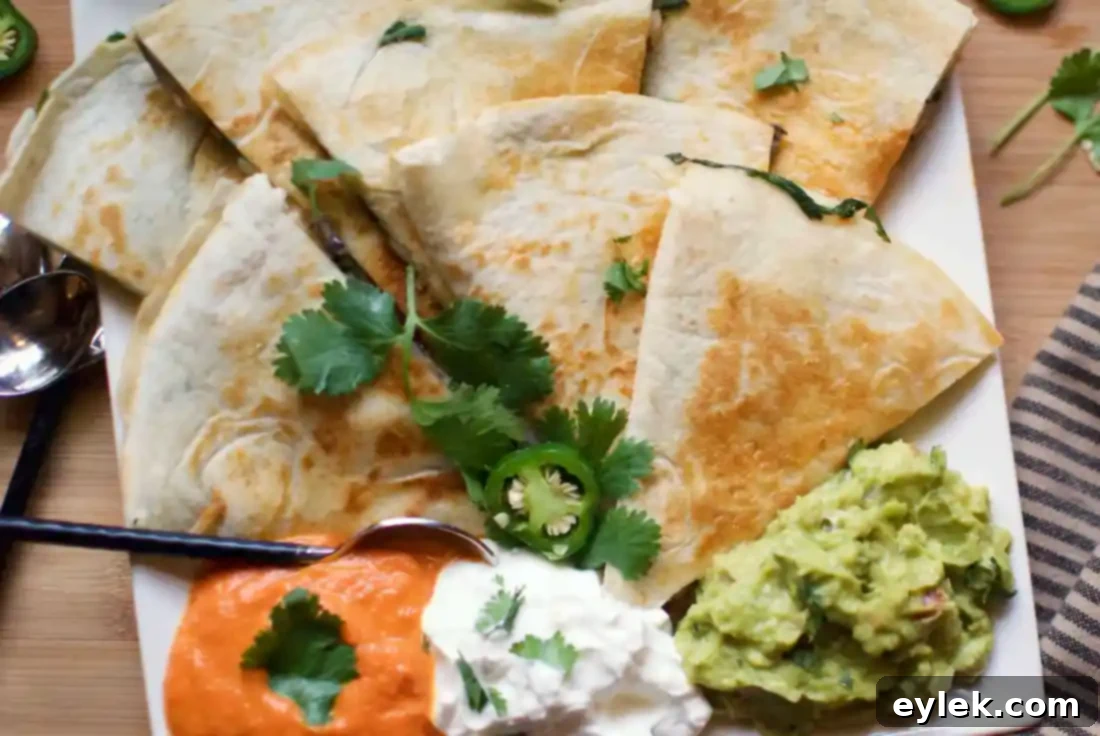 Mushroom Quesadillas with Beans & Arugula served
