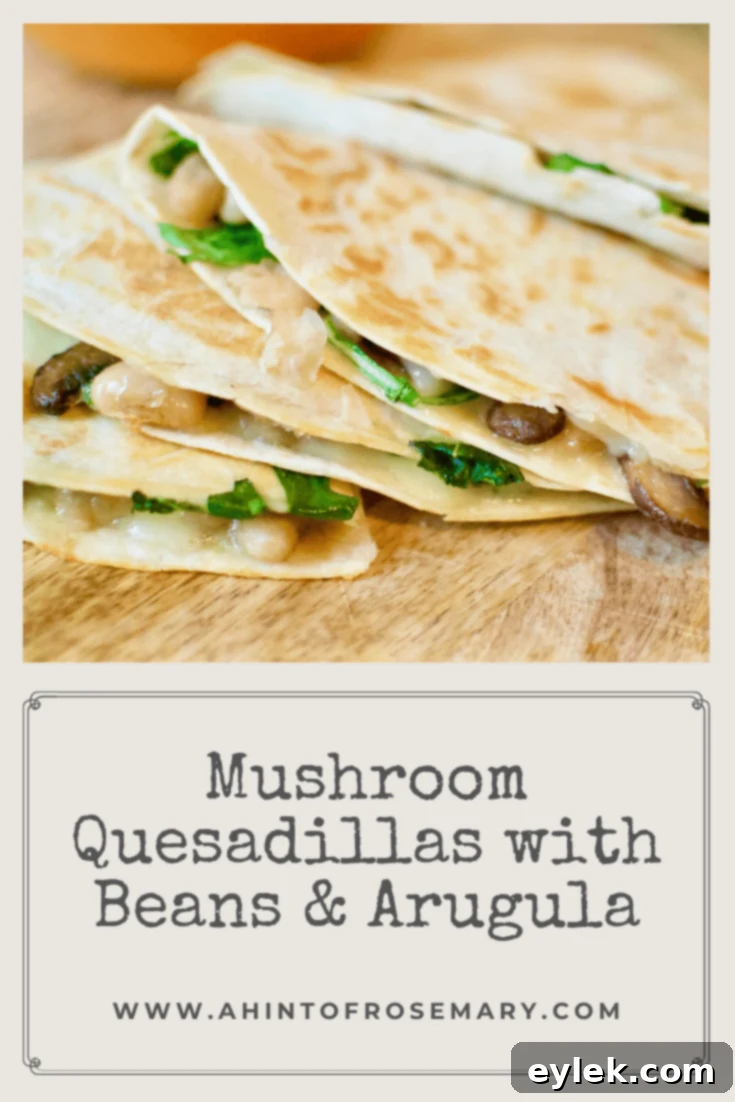 Mushroom Quesadillas with Beans & Arugula Pin Graphic