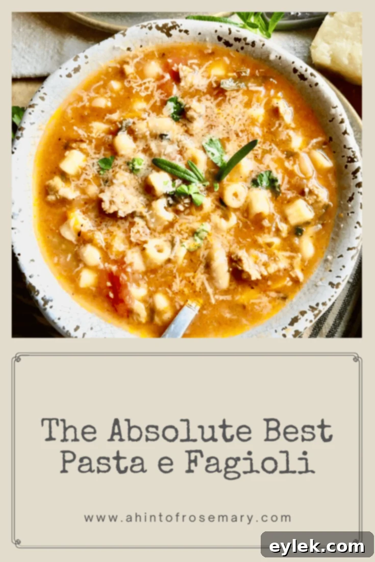 The Absolute Best Pasta e Fagioli in a bowl, perfect for sharing