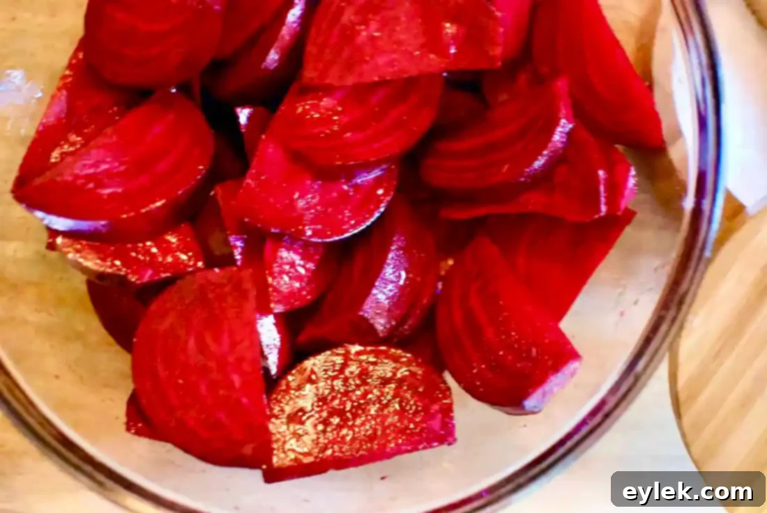 Balsamic Roasted Beet Wedges - Beets ready for roasting